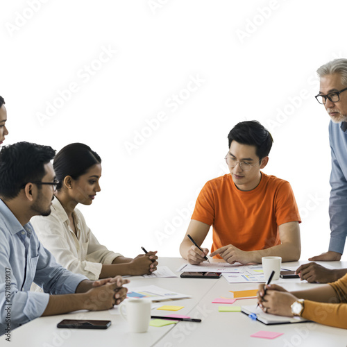 Business Photo of a Group Meeting Team Discussion on Transparent Background