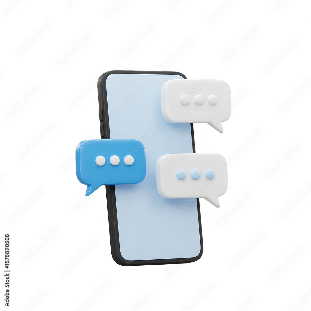 Fototapeta premium 3D Smartphone Chat Bubbles Mobile Message Digital Network Internet