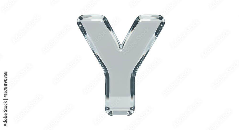 Fototapeta premium 3D Shiny Glass Letter Y Isolated Alphabet Character Transparent