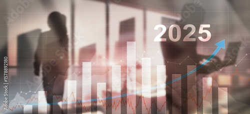 Financial background, economic growth 2025. Abstract background. Mixed Media