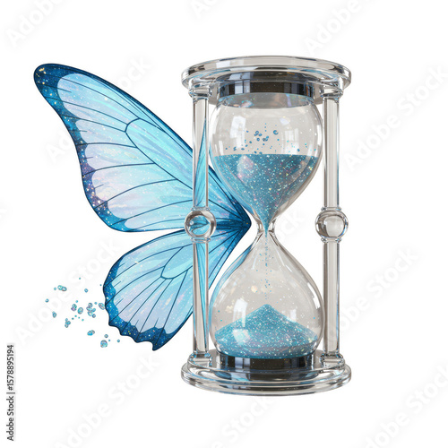 Butterfly Wings Hourglass Transparent Background Time Sand Illustration
