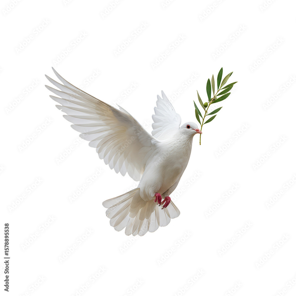 Fototapeta premium Dove with Olive Branch PNG Isolated Bird Peace Symbol Transparent