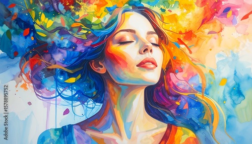 Vibrant Colorful Woman Portrait.