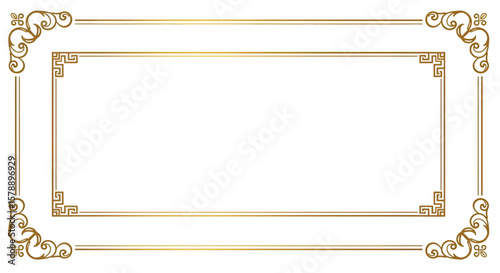 Decorative Golden Elegant Frame Border with Luxury Vintage Design Illustration