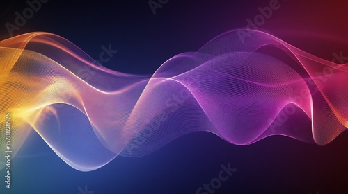 Abstract wavy lines on a colorful gradient backdrop with smooth transitions of light