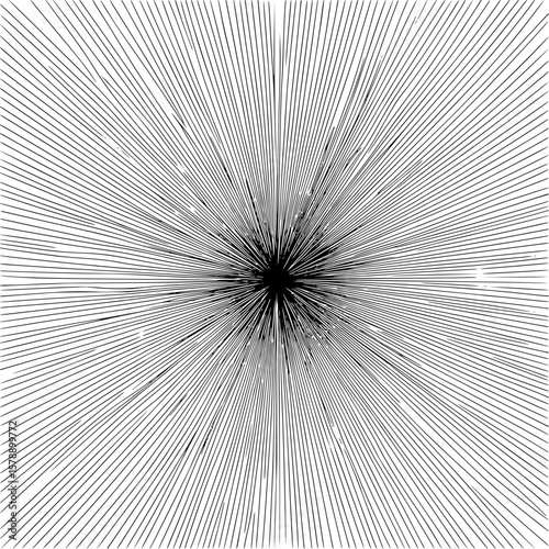 Radial lines emanating from a central point creating a burst effect in black and white design