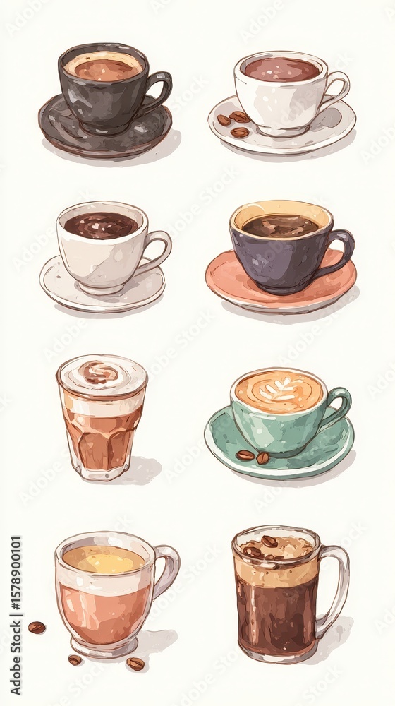 Obraz premium Close-up of various types of coffee
