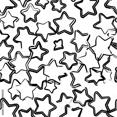 Scattered black outlined stars create a chaotic yet visually interesting repeating pattern design element