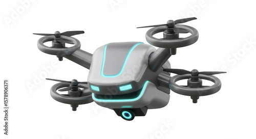 Gray Drone with Camera 3d Isolated Object Technology PNG