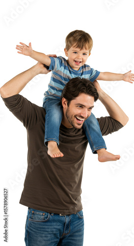 Cheerful Father Son Photo Transparent Background Happy Family Love
