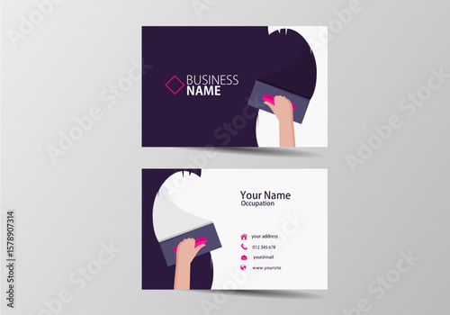trowel plastering modern business card. facade work visiting card template two sides 