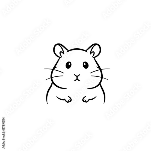 Cute cartoonish hamster sitting with a neutral expression, vector illustration. Pets for small apartments, types of animals and fauna concept  
