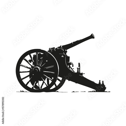 Antique Cannon Silhouette. Historical Warfare And Artillery Symbol. Isolated Vector Illustration