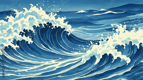 Tide Wash: Waves of water isolated watercolor vector illustration svg