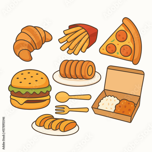 Delicious Fast Food Collection Illustration
