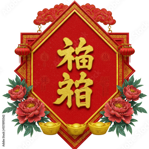 Illustration of New Year Lunar Decoration Spring Festival Holiday
