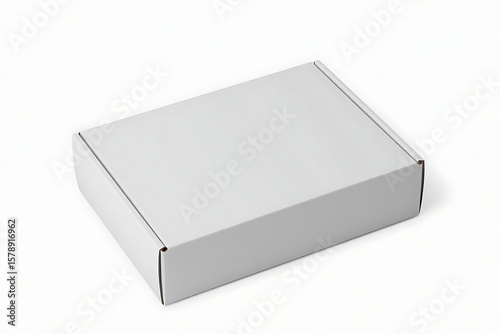 Blank white cardboard box isolated on white background, perfect for product packaging or gift design