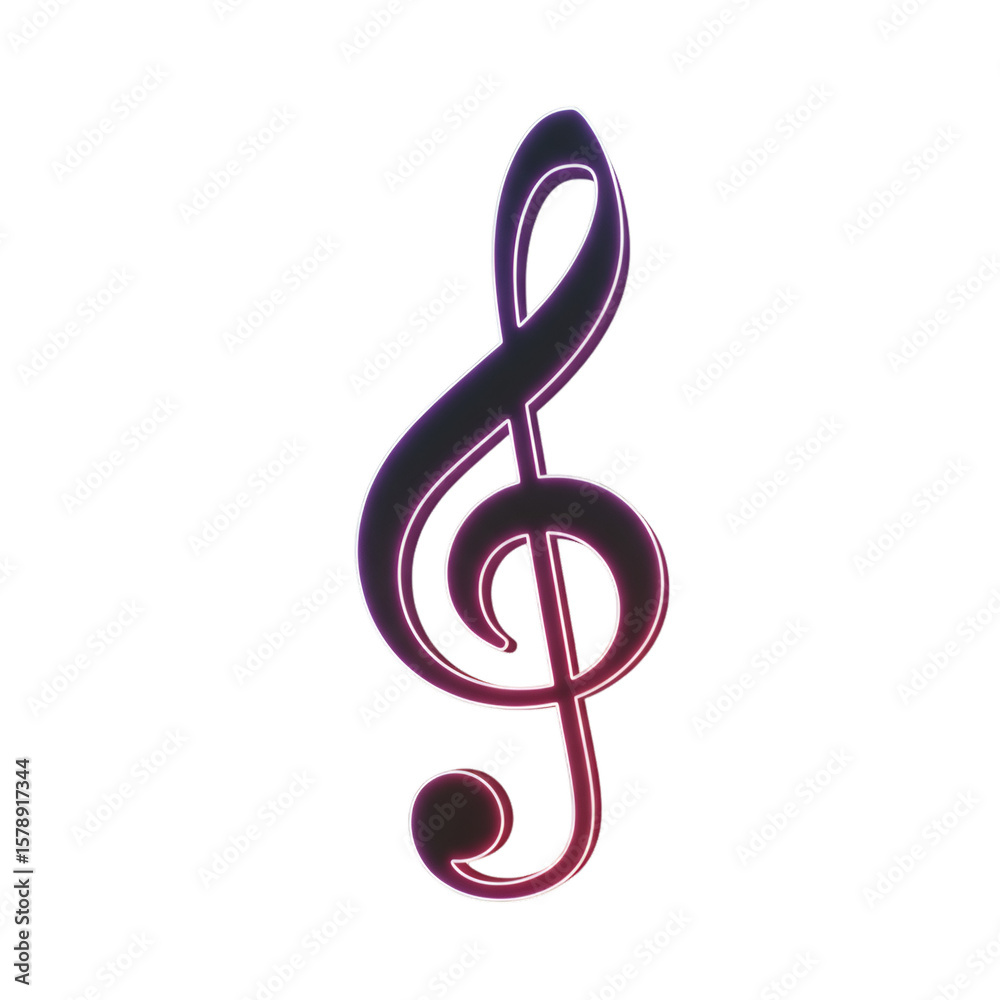 Obraz premium Illustration Treble Clef Gradient Music Note Symbol on Transparent
