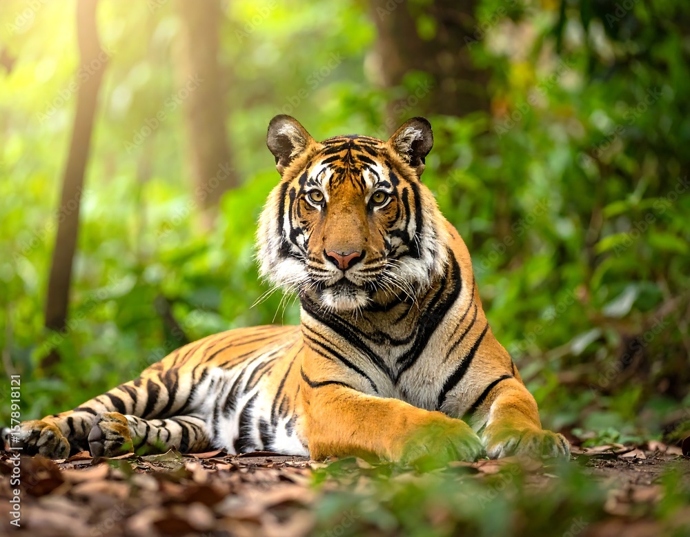 Obraz premium Tiger in lush forest