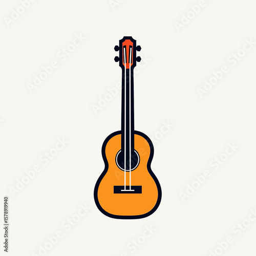 A vibrantly illustrated acoustic guitar in a cheerful orange hue, perfect for musicians and music enthusiasts looking to represent their passion for strumming and melodies.
