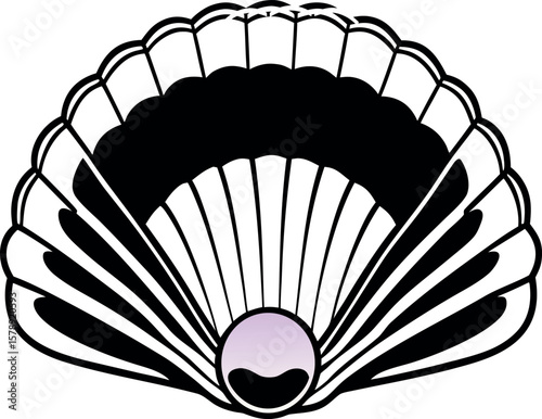 Elegant Pearl in Clam Shell – Hand-Drawn Ocean-Themed Illustration