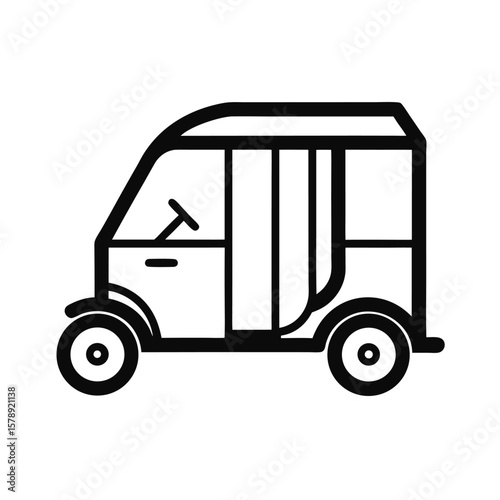 Minimalist Auto Rickshaw Icon Transportation Travel and Urban Mobility Concept
