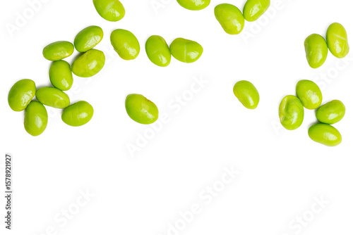 The High-resolution photograph top view of Japanese peas taken using the stacked focus technique.
