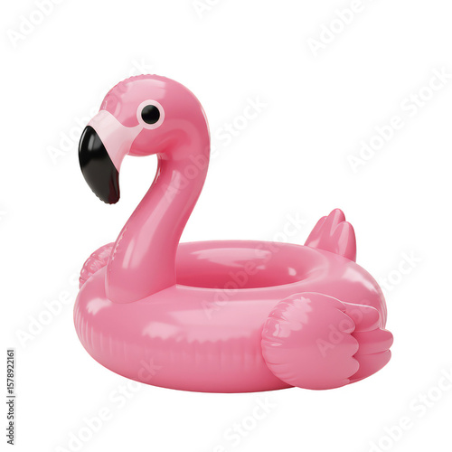 Inflatable Pink Flamingo Float Detailed 3D Rendering Transparent Background