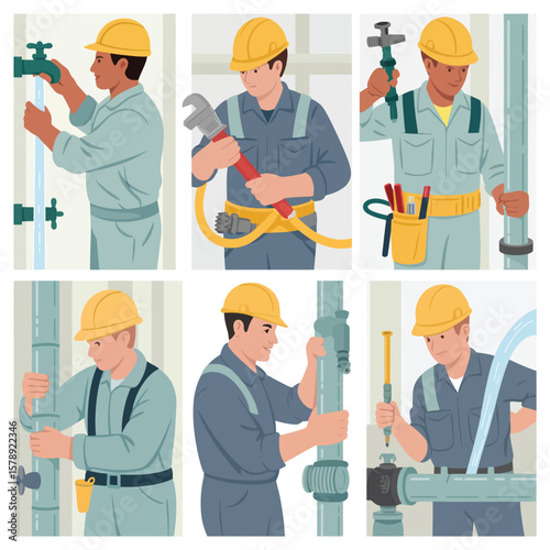 Plumbers Working on Pipes and Connections
