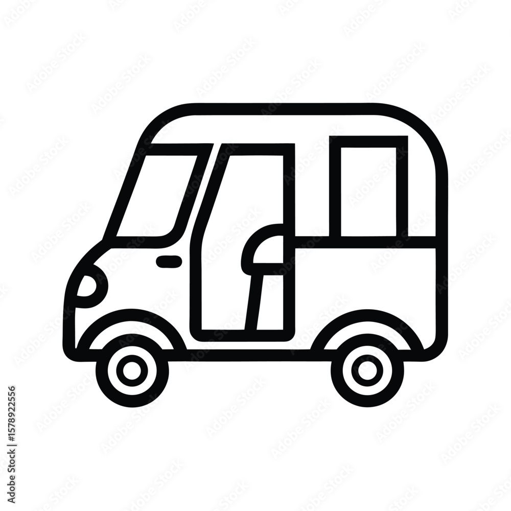 Minimalist Line Art Illustration of a Small Van or Delivery Vehicle Minimalist Line Art Illustration of a Small Van or Delivery Vehicle