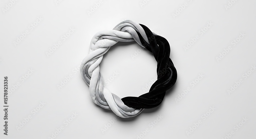Naklejka premium Yin and Yang Braided Ring on White Background