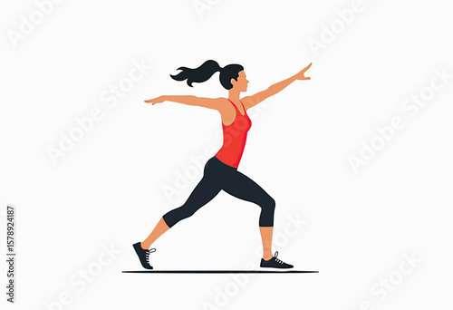 A woman in athletic wear performing a yoga pose, showcasing balance, flexibility, and a healthy, active lifestyle with a clean and modern aesthetic.
