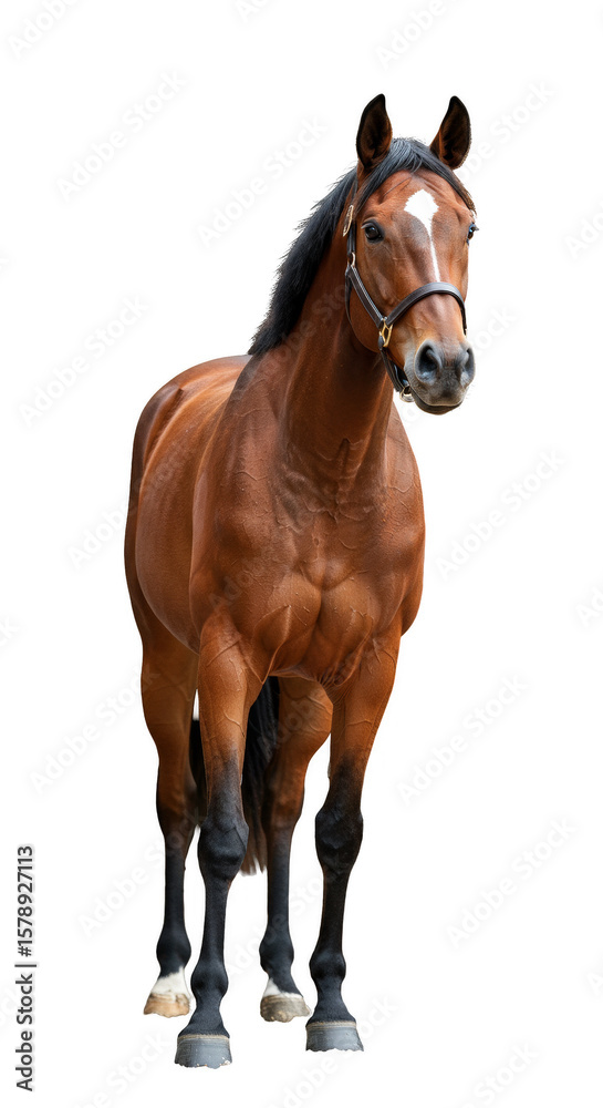 Obraz premium Isolated Brown Horse Stallion with Transparent Background Equine Portrait