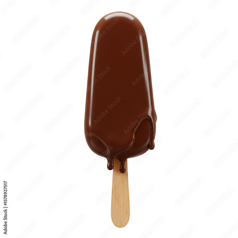 Obraz premium Isolated Chocolate Covered Ice Cream Popsicle Sweet Summer Treat 3D Render
