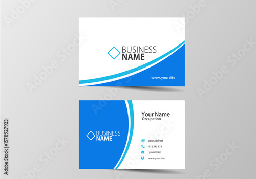  blue business card. visiting card template two sides 