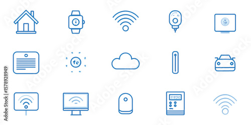 Modern Flat Vector Icons of Connected Devices and Wireless Systems