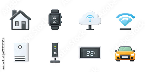 Smart Technology and IoT Icon Pack in Flat Vector Style