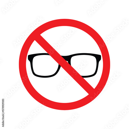 Eyeglasses Prohibition Sign: No Glasses, Vision Restriction, Sight Warning Symbol