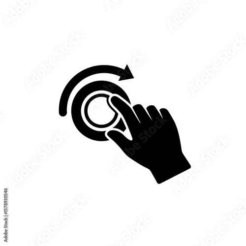 Swiping Gesture on Touchscreen: An artistic representation of a finger executing a swipe action on a circular touchscreen interface, communicating the simplicity and interaction of touch technology.