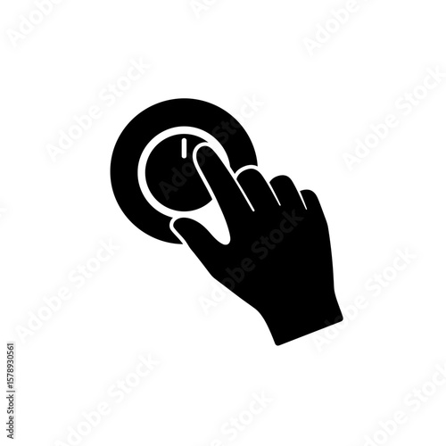 Digital Interaction: A silhouetted hand delicately adjusts a dial, representing precision, control, and the interface between technology and the user.