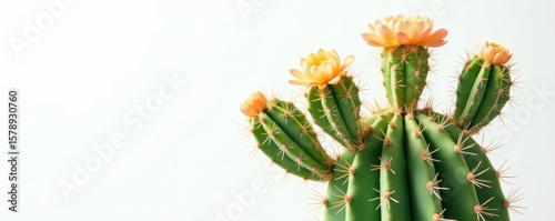 Close-up of a saguaro cactus, against white backdrop , white, graphic