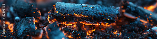 Glowing Embers and Partially Burned Wood