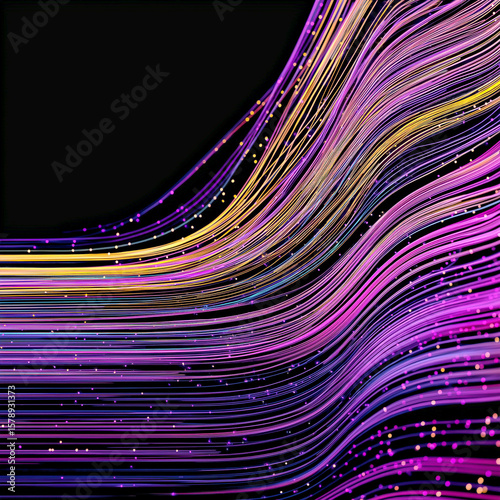 Vibe coding aesthetic digital. Colorful abstract lines flowing like code in a digital design.