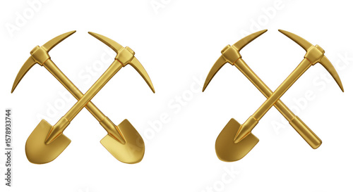 Isolated Illustration of Gold Mining Tool Pickaxe Shovel Miner Vector