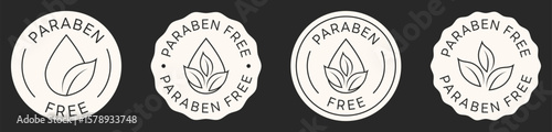 Paraben Free Stamp. Set of Paraben Free Signs. Vector Design Badges
