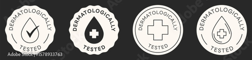 Dermatologically Tested Stamp. Set of Dermatologically Tested Signs. Vector Design Badges
