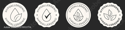 Hypozllergenic Stamp. Set of Hypozllergenic Signs. Vector Design Badges