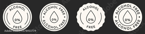 Alcohol Free Stamp. Set of Alcohol Free Signs. Vector Design Badges
