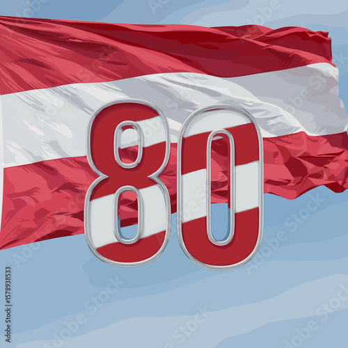 Celebrate a milestone with this design displaying an Austrian themed eighty, perfect for anniversaries, logos and marketing materials with national pride.