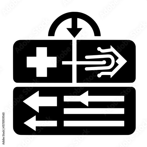 Black and White Vector Silhouette of Hospital Signage Board on Wall